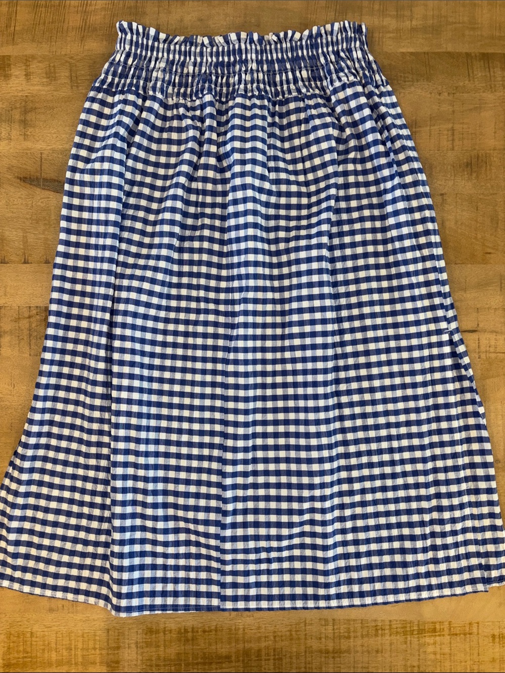 Universal Thread Blue White Gingham Midi Skirt Side Slits Pockets Large Smocked - Picture 8 of 8